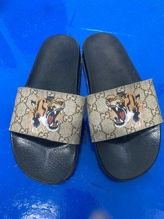 Chanclas Gucci Beige Multicolor Tigre