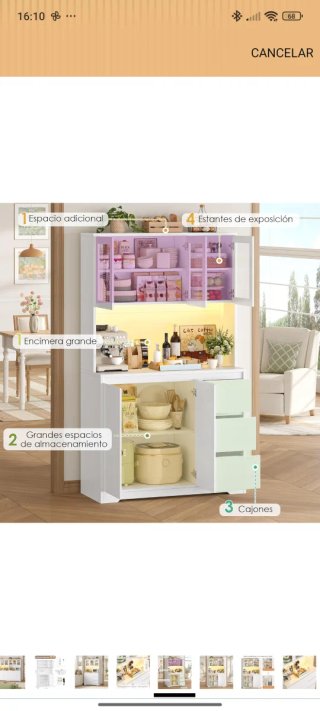 Alacena cocina blanca con luz y USB