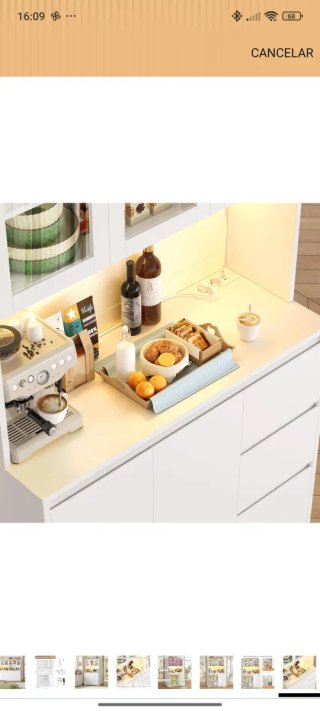 Alacena cocina blanca con luz y USB