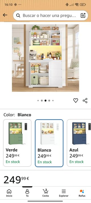Alacena cocina blanca con luz y USB