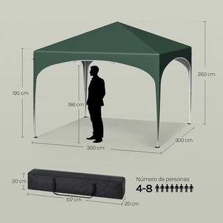 CARPA PLEGABLE VERDE 3x3 NUEVA