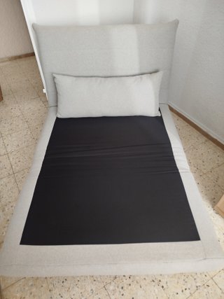 Sofá cama 1 plaza beige/gris