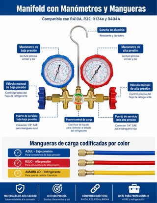 Kit Carga Profesional  A/A Coche/HVAC R134,R32,410