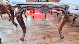 Conjunto Sillón Sofa y Mesas Madera y Mármol