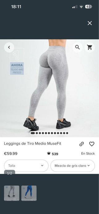 Mallas PROZIS MuseFit Tiro Medio Grises