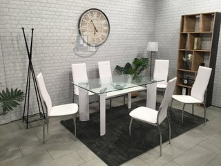 Mesa de Cristal Templado 150cm con 6 Sillas