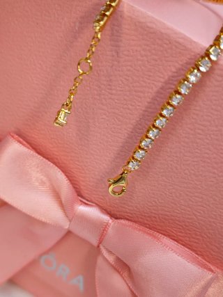 Pulsera Pandora Tennis Circonitas Dorada Ale S925