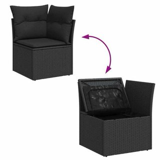 Sofá exterior de ratán negro y cojines. NUEVO