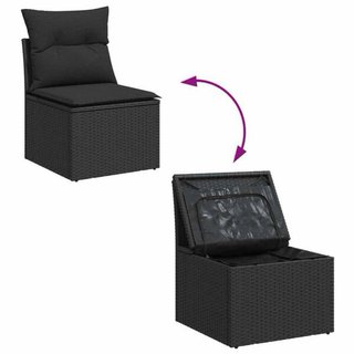 Sofá exterior de ratán negro y cojines. NUEVO