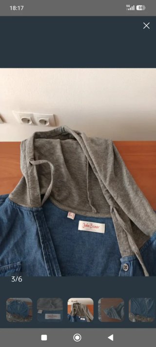 Camisa tejana con capucha azul y gris