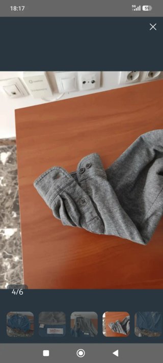 Camisa tejana con capucha azul y gris