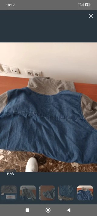 Camisa tejana con capucha azul y gris