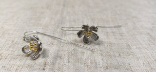 Pendientes flor plata y oro