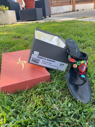 Sandalias Rebeca Sanver Piel Bordadas