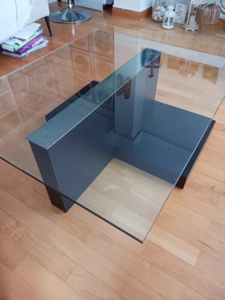MESA  CENTRO Salón gran DISEÑO  CRISTAL y madera