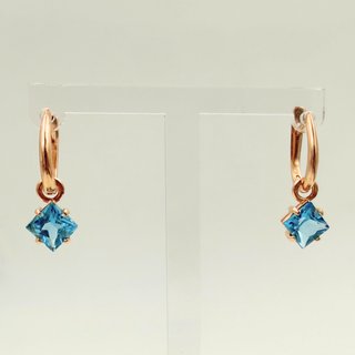 Pendientes Oro 14K con Piedras Azules; 3,71grs.