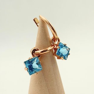 Pendientes Oro 14K con Piedras Azules; 3,71grs.