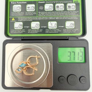 Pendientes Oro 14K con Piedras Azules; 3,71grs.