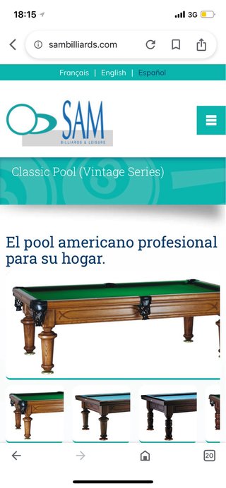 Mesa de billar Sam vintage