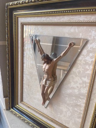 Cuadro religioso madera y cristal
