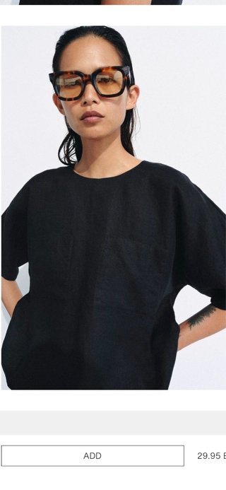 Camisa Zara Lino 100% Negra Talla S Nueva