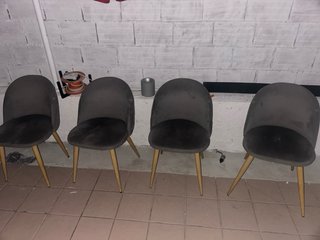 Juego 4 Sillas Nórdicas Terciopelo Gris