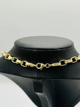 Cadena Oro 18K Diseño Forzada Barra Greca 6.5mm
