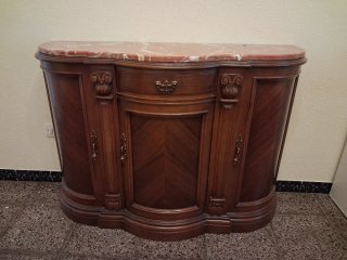 Mueble recibidor madera y mármol