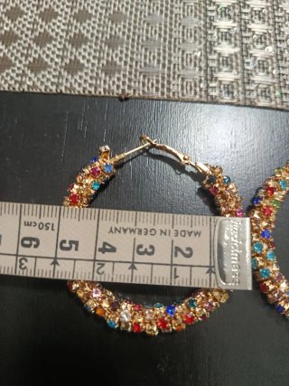 Pendientes Aro Brillo Multicolor Dorado Elegante