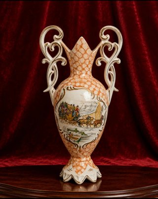Jarron urna porcelana Belle Époque estilo francés