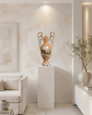 Jarron urna porcelana Belle Époque estilo francés
