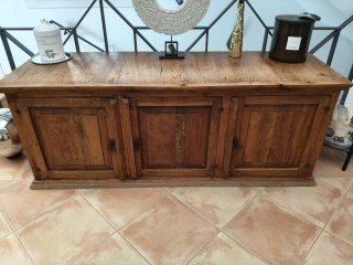 Conjunto mesa y 8 sillas comedor madera