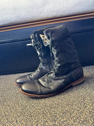 Botas AllSaints Piel Negra Cordones Cremallera