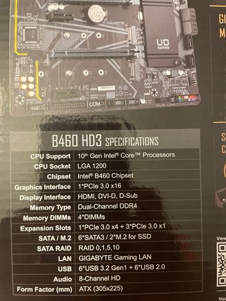 Placa Base Gigabyte B460 HD3 Intel
