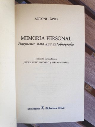 Antoni Tàpies. Memoria personal
