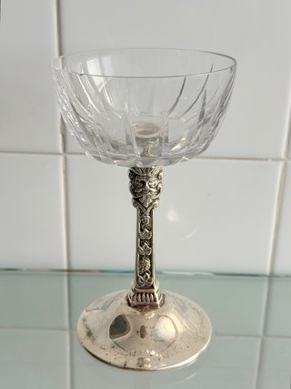 Pareja Copas Dionisio Plata Cristal Tallado