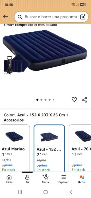 Colchón hinchable INTEX 152x203x25cm