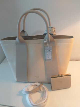 Bolso shopper Claudia Belle beige con cartera
