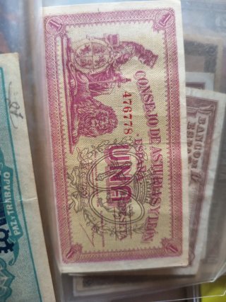 Billete 1 Peseta Consejo Asturias León 1937