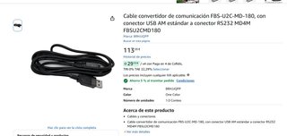 Cable Programación PLC Fatek FBs-U2C-MD-180 RS232