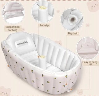 Bañera inflable para bebé con diseño de oso