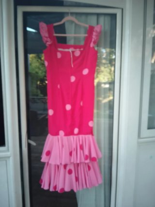 Vestido de andaluza rosa lunares