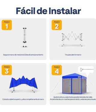 Carpa Plegable Azul con Mosquitero
