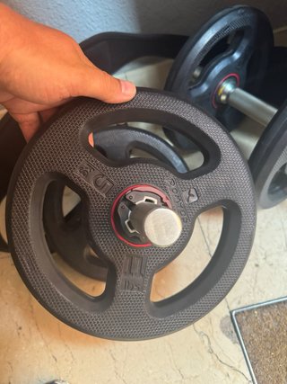 Pesas barra Z y discos gimnasio