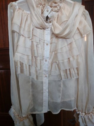 Camisa chorrera beige- dorada transparente Italia