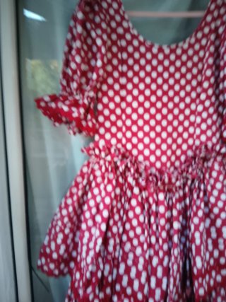 Vestido Flamenca burdeos Lunares Blancos