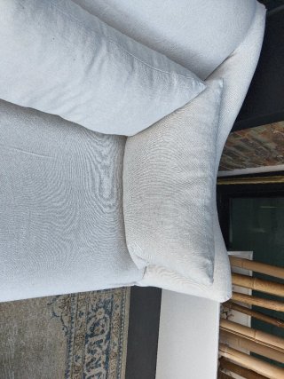 Sofá de lino 3 plazas beige/blanco