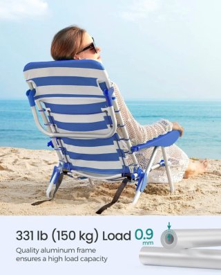 Silla de Playa Plegable Azul y Blanca
