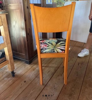 4 Sillas Tapizadas Flores Madera