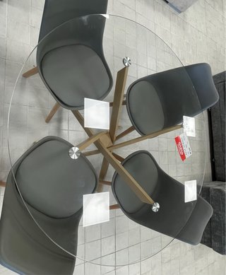 Mesa Comedor Cristal Templado y Madera